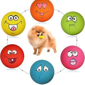 Smile Face Dog Squeaky Toys Soft Latex Squeak Balls for Puppy Small Pet Dogs 6 P